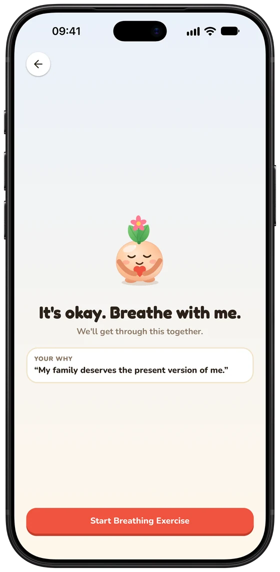 The urge screen: a breathing exercise with your reason why